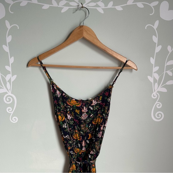 Dark Flower Print Elodie Spaghetti Straps Jumpsuit In Size Small - Picture 2 of 6